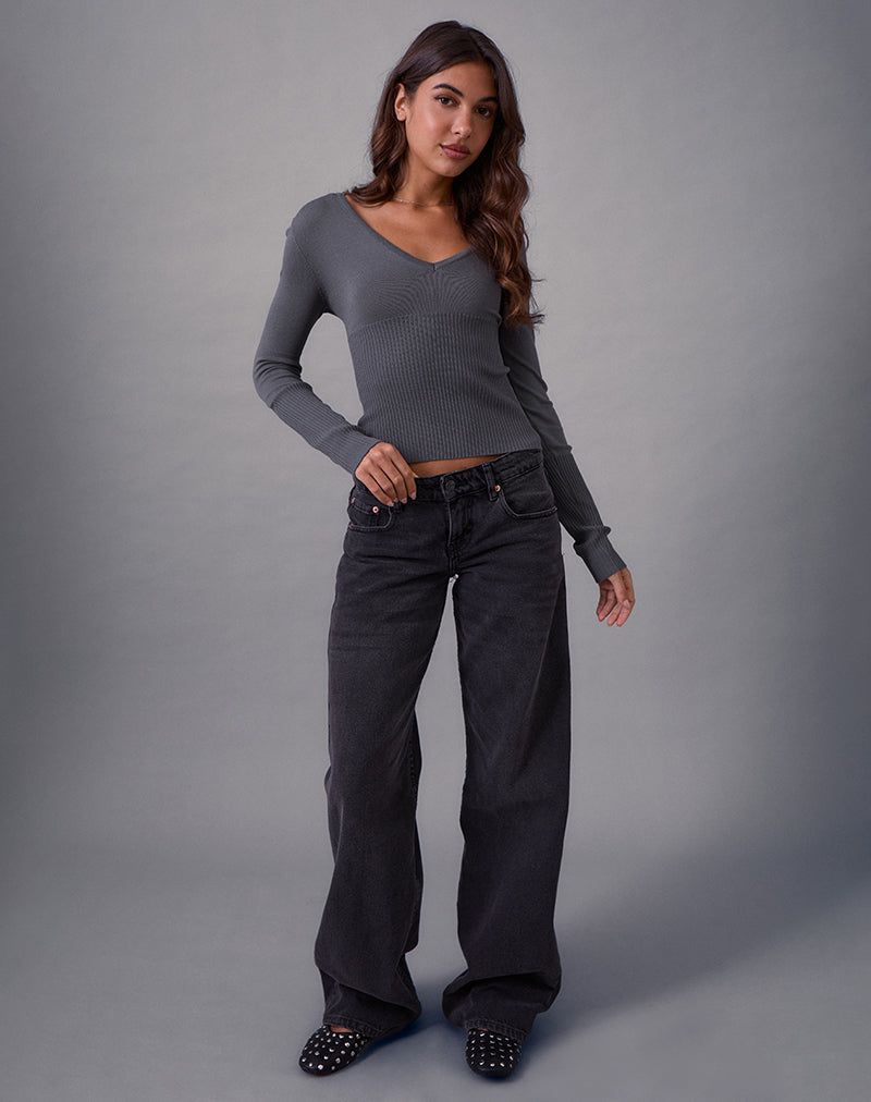 Image de Darya Long Sleeve Knit Top in Slate Grey