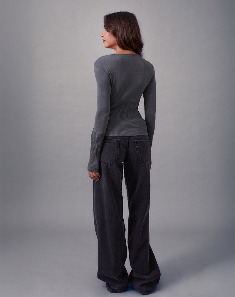 Image de Darya Long Sleeve Knit Top in Slate Grey