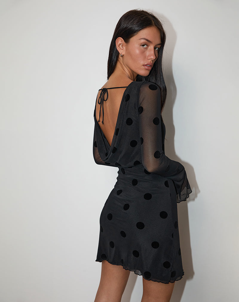 Mini robe à manches longues Dasa, Big Polka Flock Black