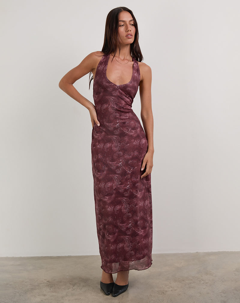 Image de Datari Maxi Dress in Mesh Tonal Paisley Plum