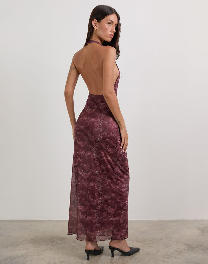 Image de Datari Maxi Dress in Mesh Tonal Paisley Plum