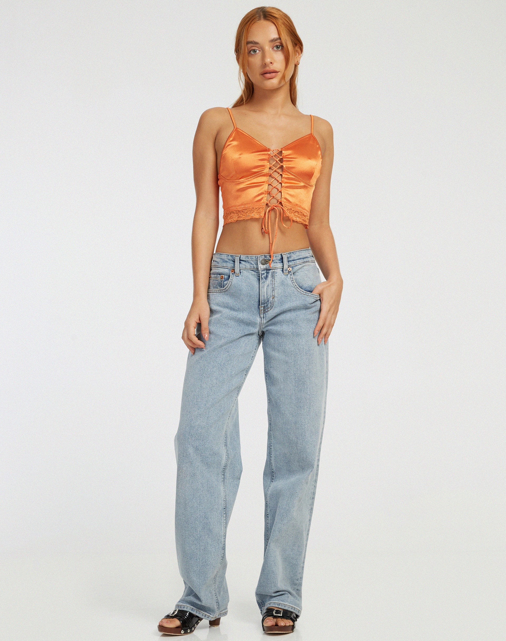 image de Datuk Crop Top in Satin Tangerine