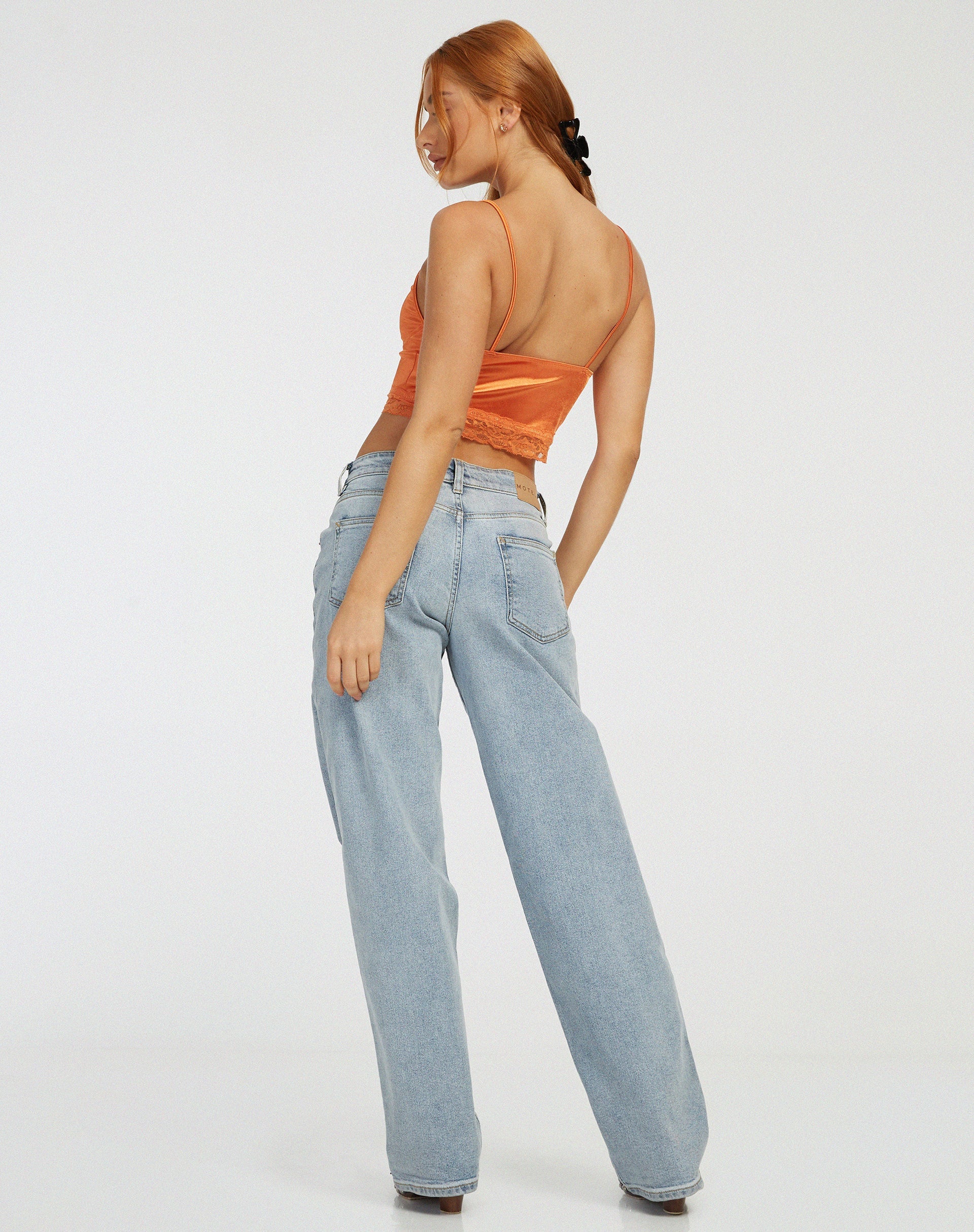 image de Datuk Crop Top in Satin Tangerine