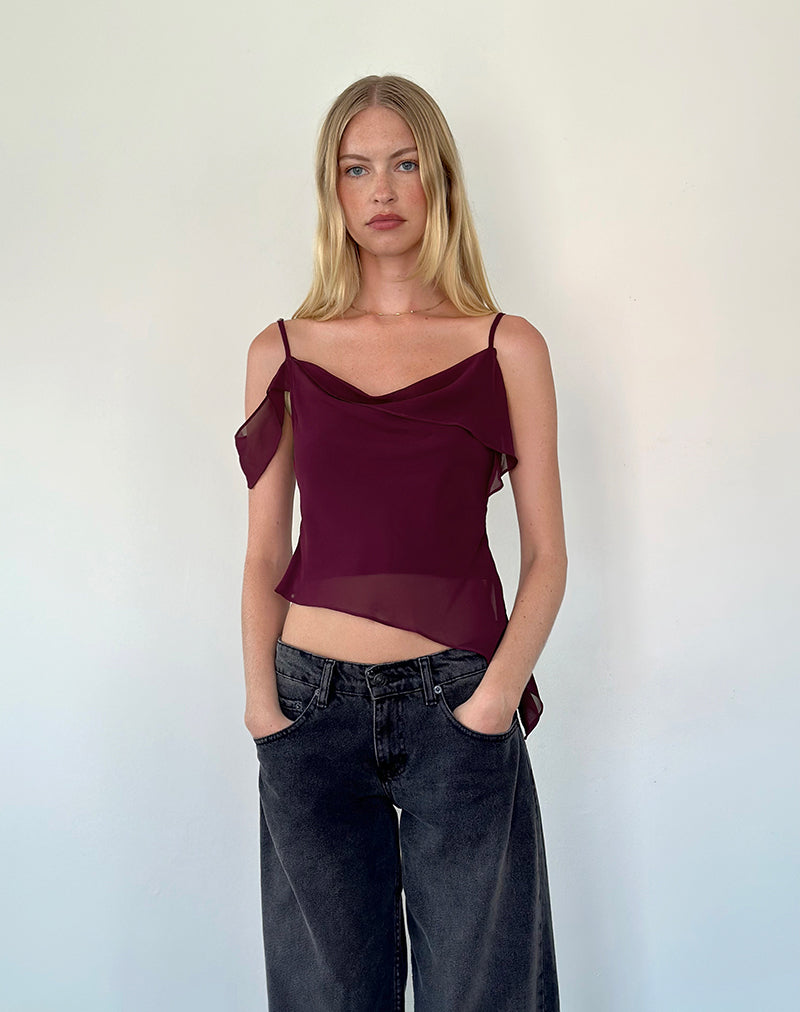 Image de Davila Top in Chiffon Burgundy