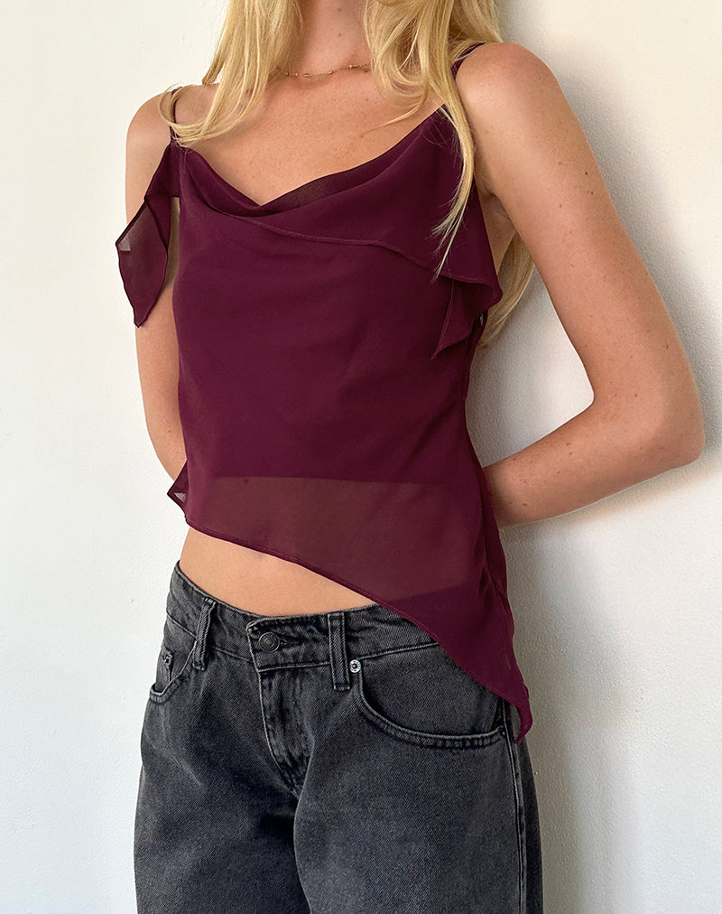 Image de Davila Top in Chiffon Burgundy
