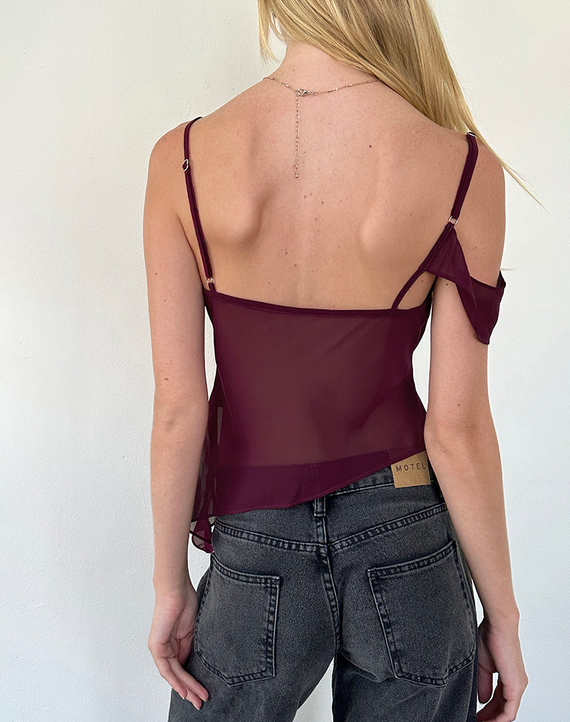 Image de Davila Top in Chiffon Burgundy