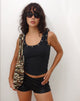 Image de Dax Eyelet Ribbed Vest Top in Black