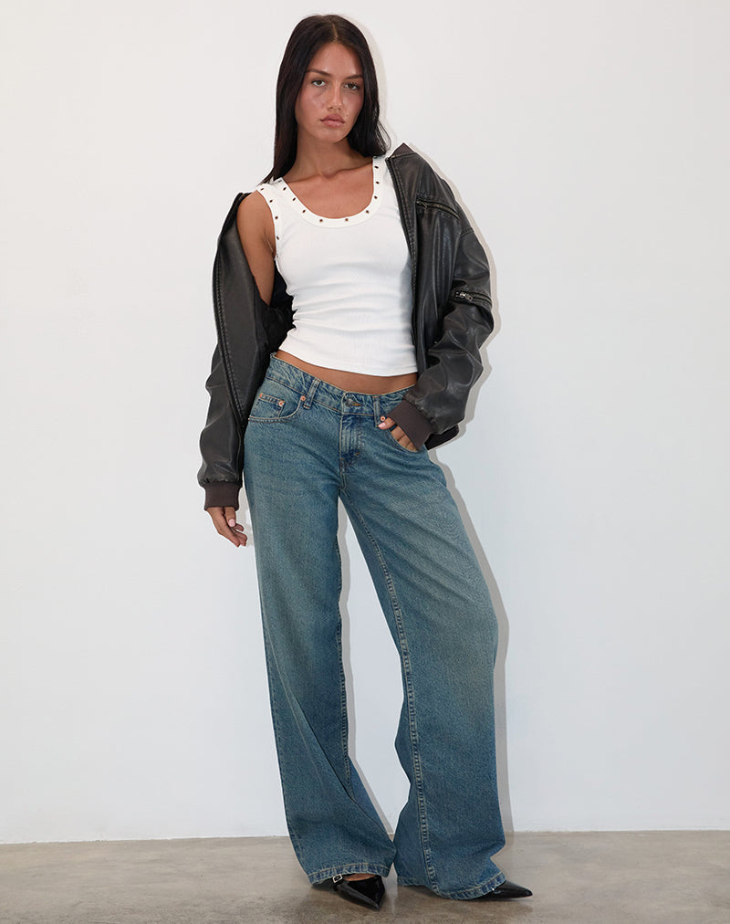 Image de Dax Eyelet Ribbed Vest Top in White