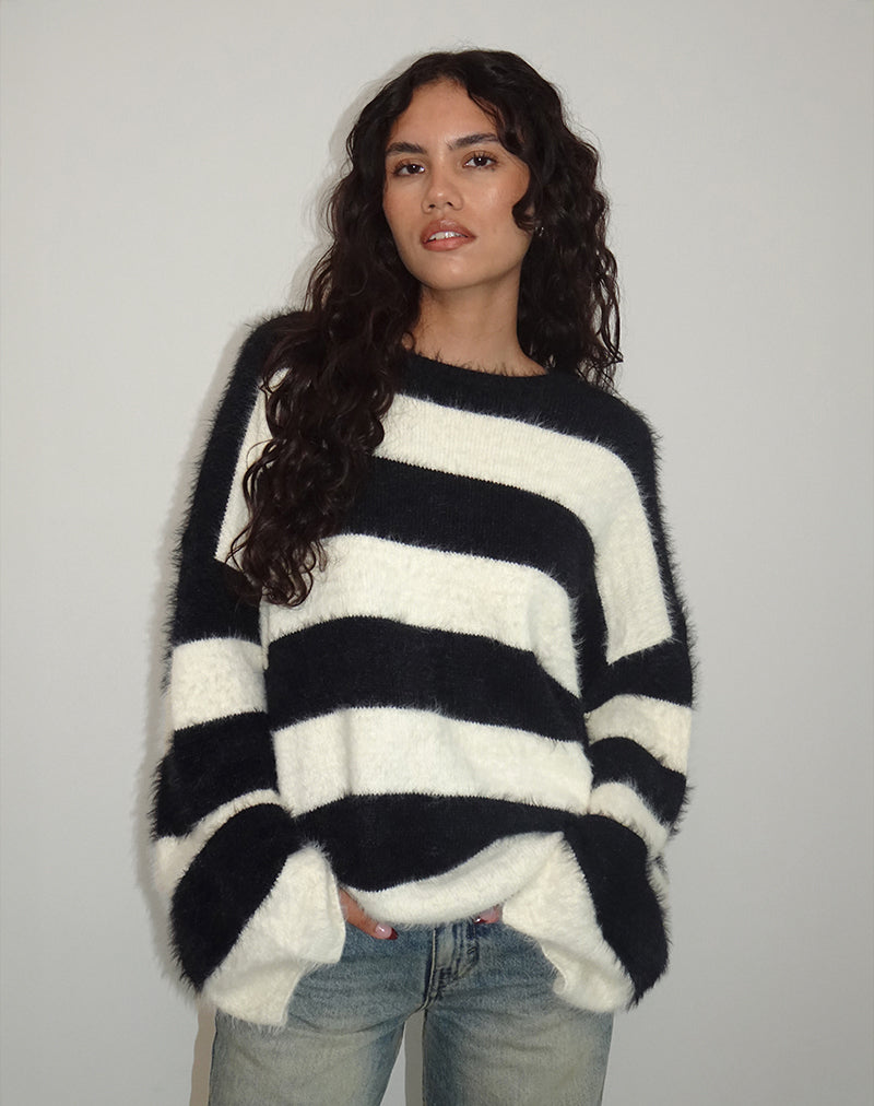 Pull Daya à rayures ivoire et noires
