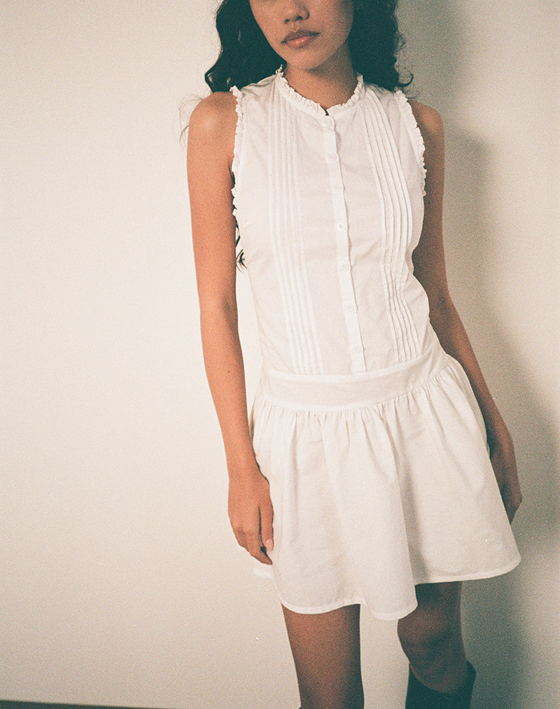 Image de la mini robe Dayara en popeline blanche