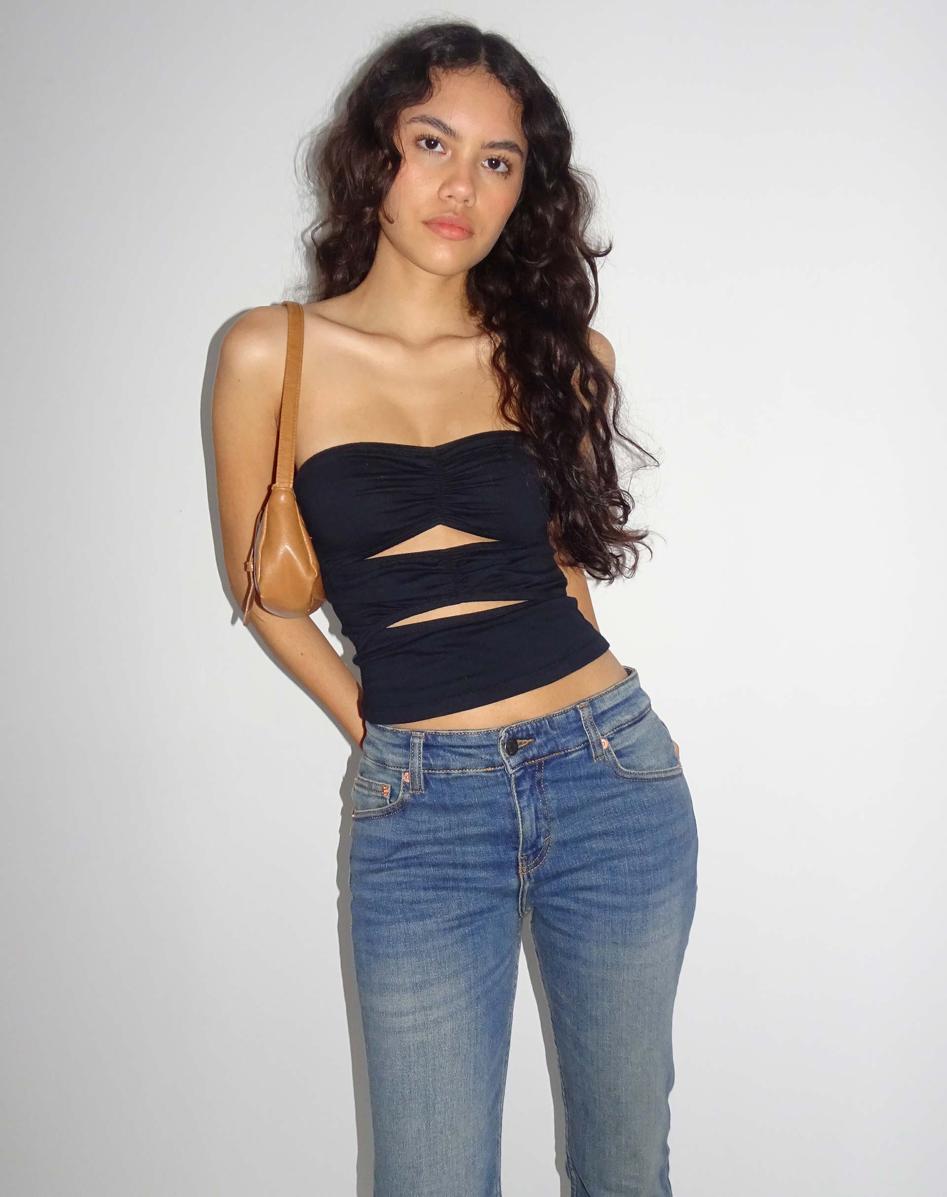 Image de Dayu Bandeau Crop Top in Black