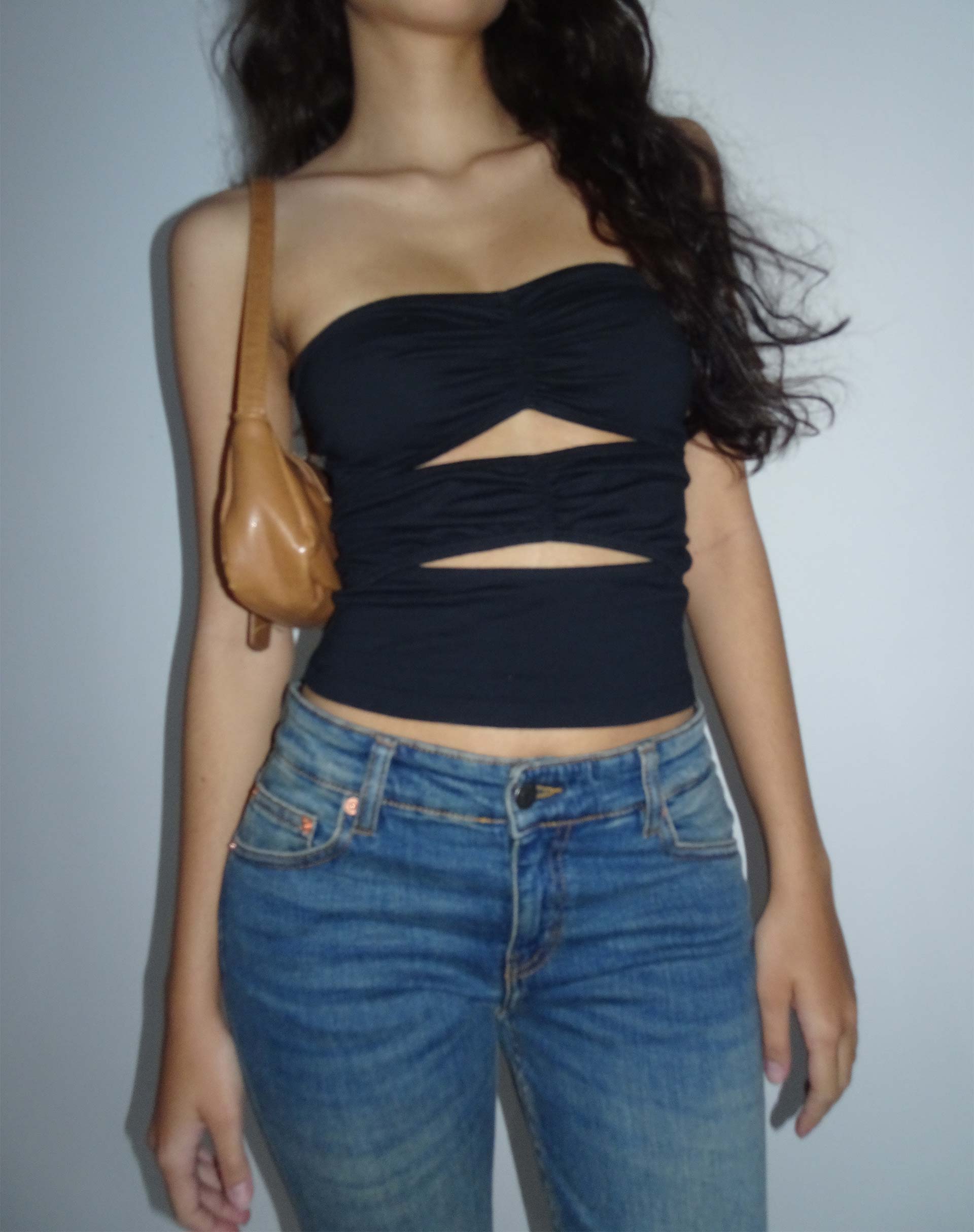 Image de Dayu Bandeau Crop Top in Black