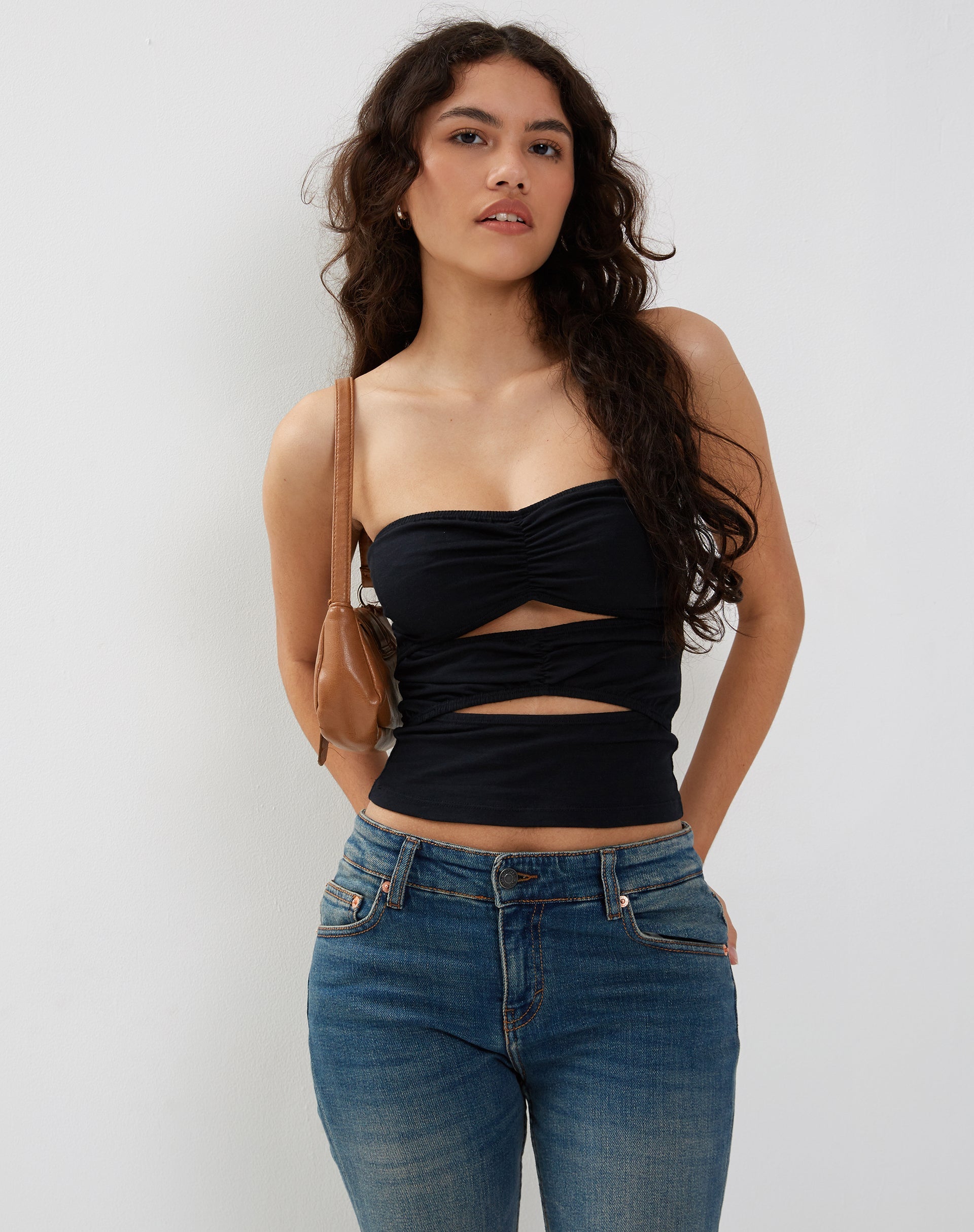 Image de Dayu Bandeau Crop Top in Black