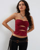 Image de Dayu Bandeau Crop Top in Burgundy