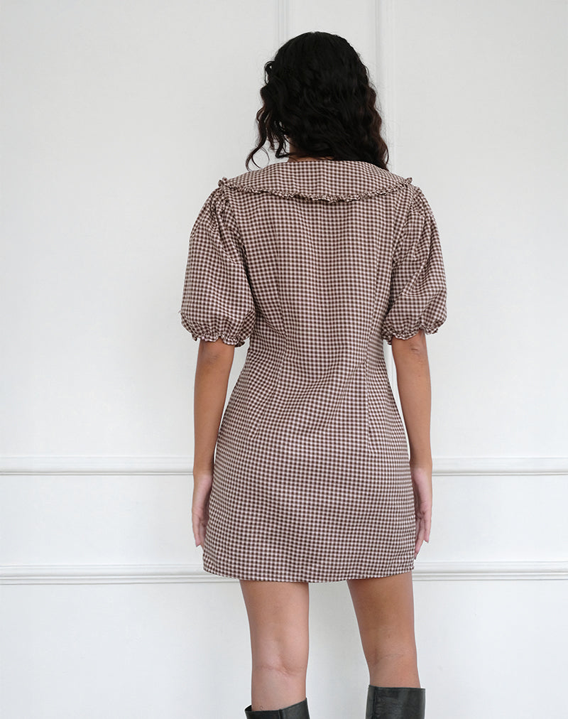 Image de Deja Dress in Mini Gingham Brown