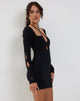 Image de Delaris Mini robe à manches longues et dos nu en noir