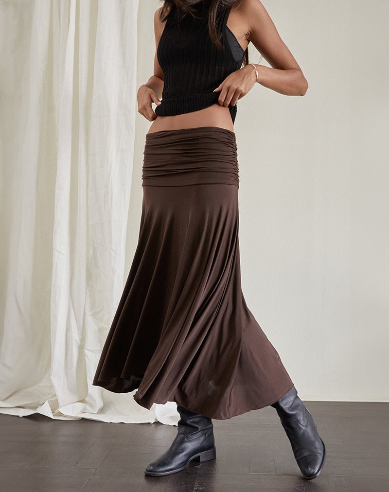 Jupe midi Delta, chocolat fluide