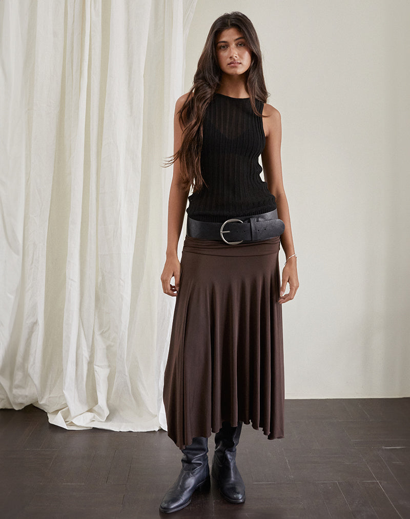 Jupe midi Delta, chocolat fluide