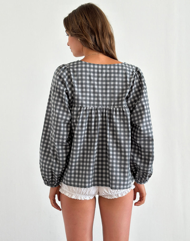 Image de Demona Top in Tonal Gingham Black and Grey
