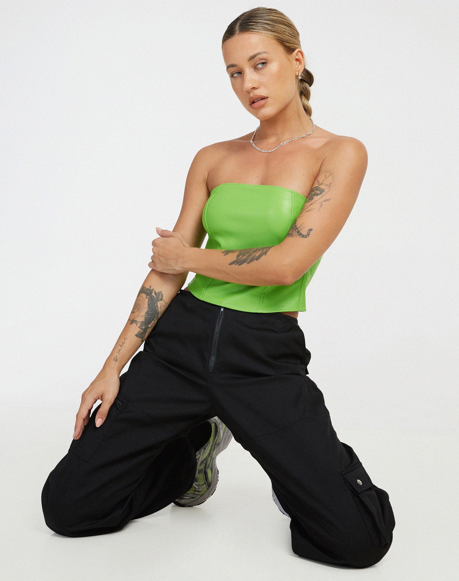 Image de Dena Corset Top en PU Neon Green