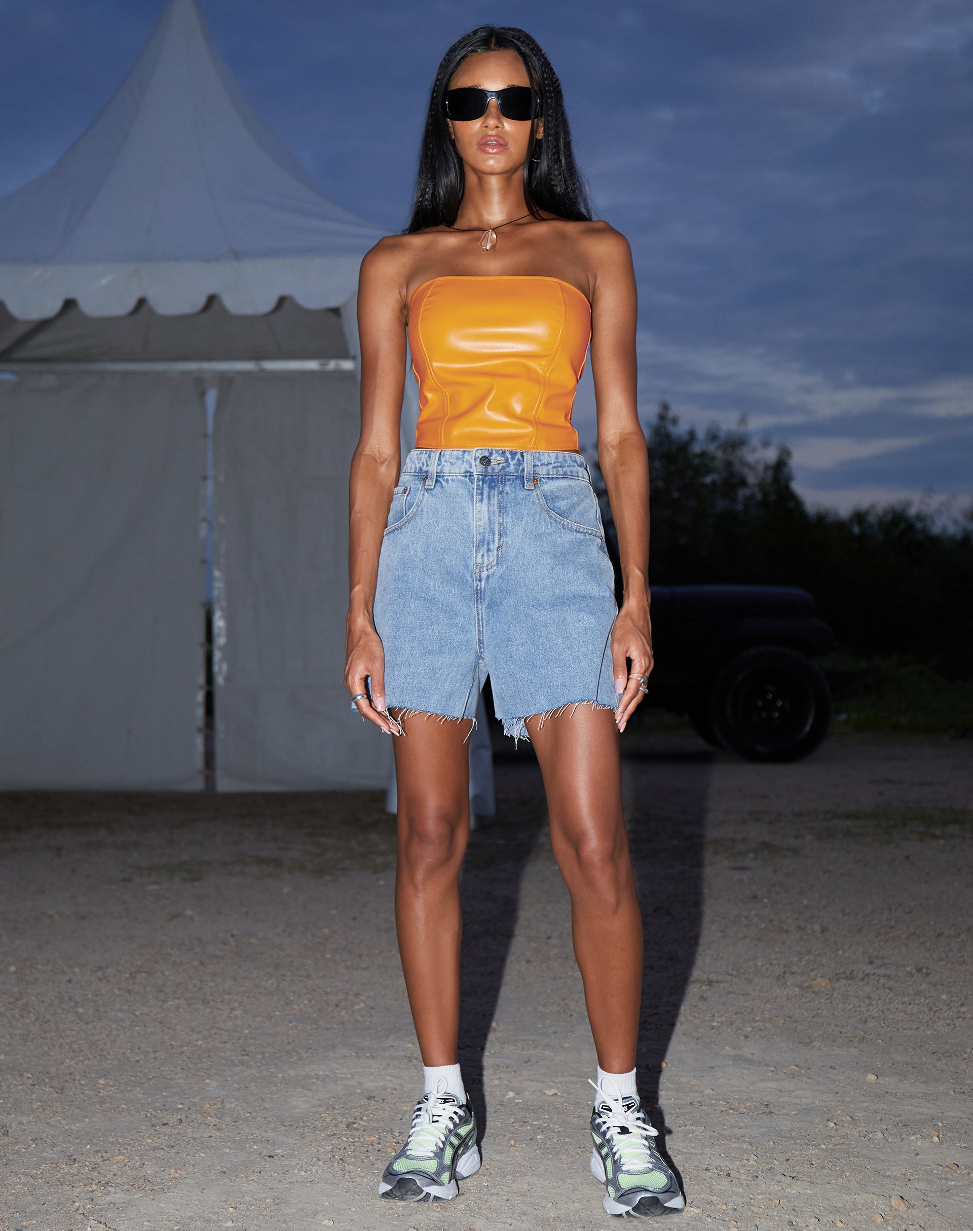 Image de Dena Corset Top en PU Neon Orange