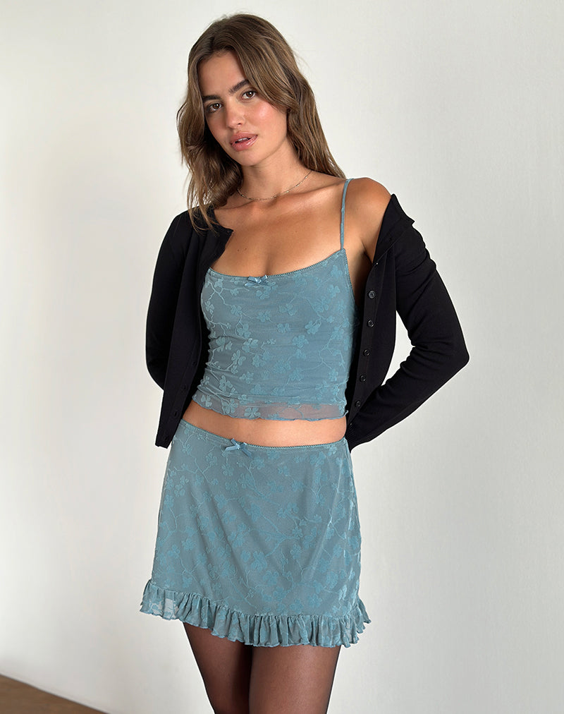 Image de Deri Cami Top in Grunge Floral Blue Grey