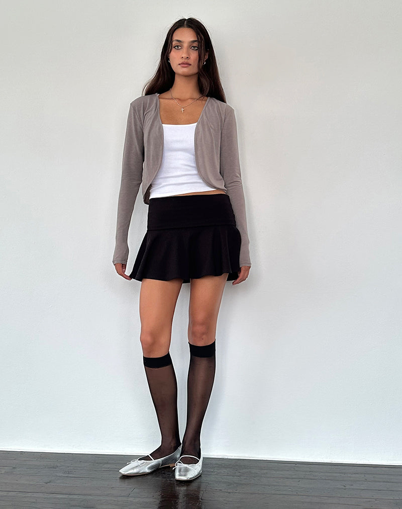 Image of Despina Knitted Long Sleeve Shrug in Warm Grey (Gris chaud)