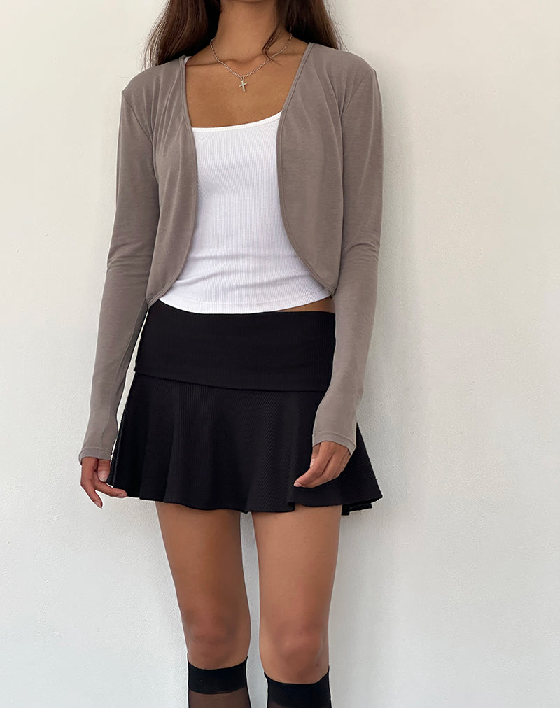 Image of Despina Knitted Long Sleeve Shrug in Warm Grey (Gris chaud)