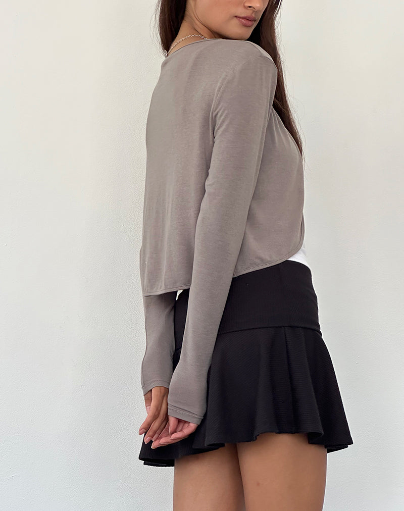 Image of Despina Knitted Long Sleeve Shrug in Warm Grey (Gris chaud)