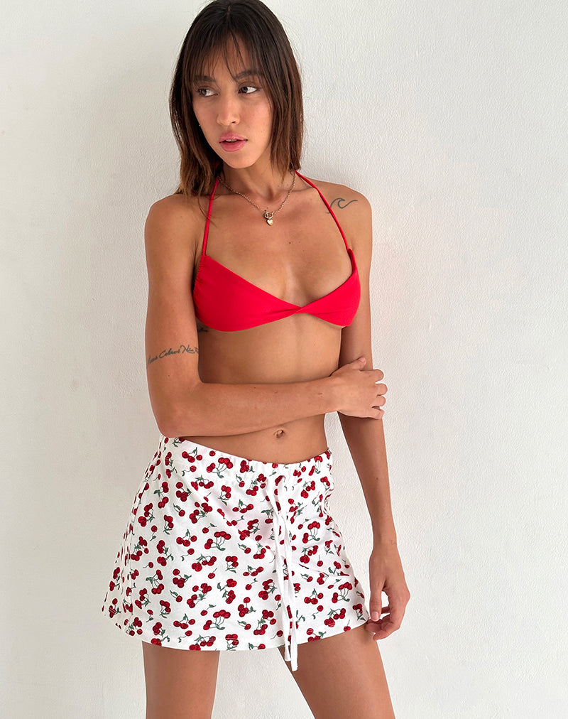 Image de la mini-jupe Dheca à imprimé cerise blanche