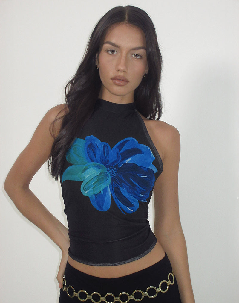Image de Diana Halterneck Top in Watercolour Flower Blue