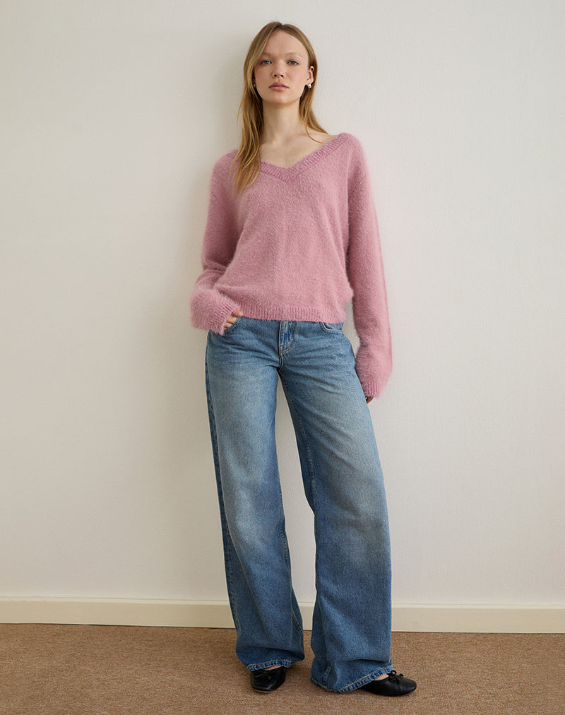 Image de Dikara Jumper avec écharpe en tricot Dusty Pink