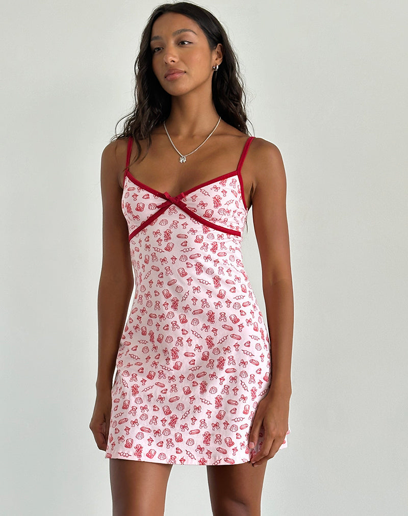 Mini-robe Dimaya en imprimé Girlie avec bordures rouges