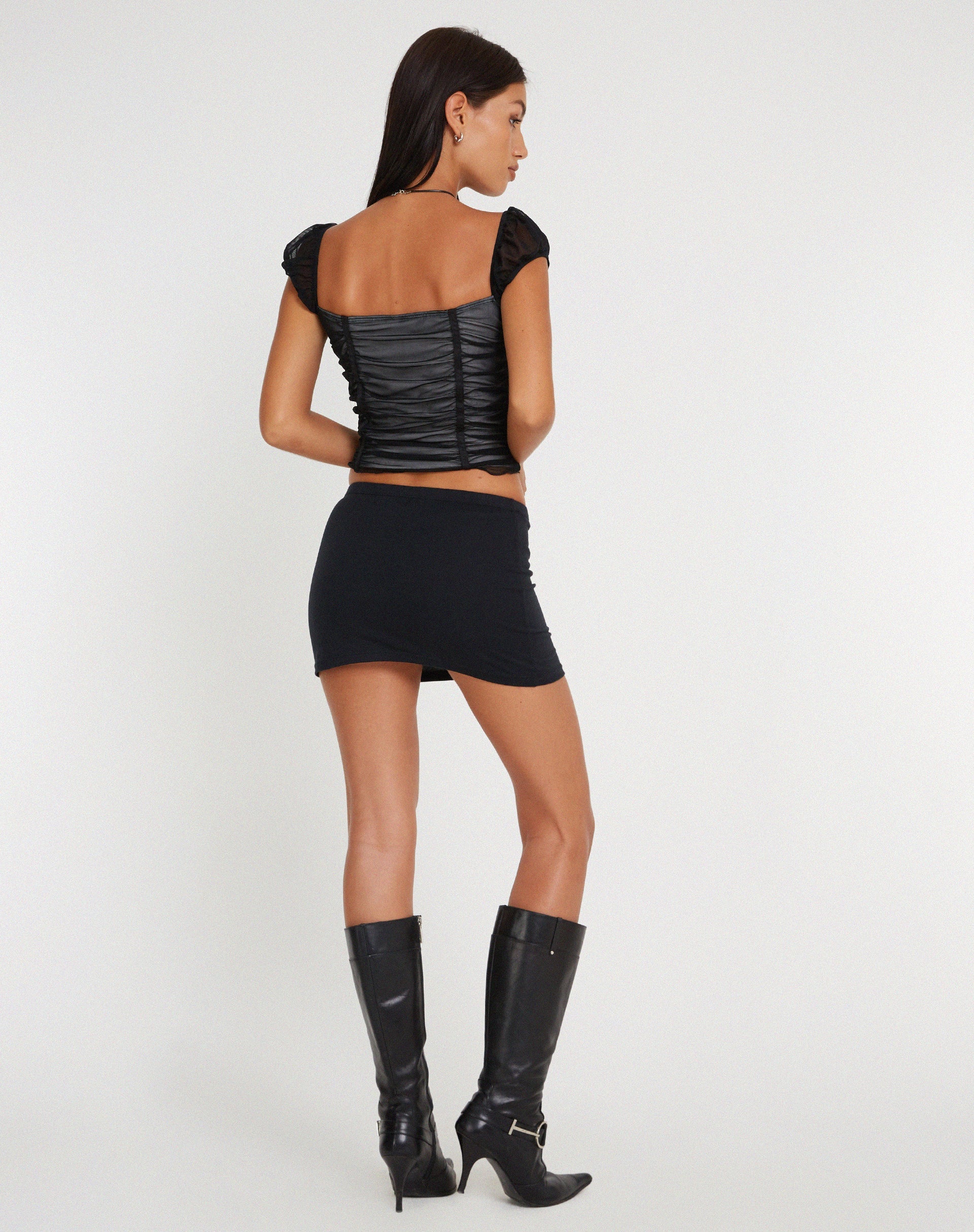 image de Dinar Crop Top in Black Mesh