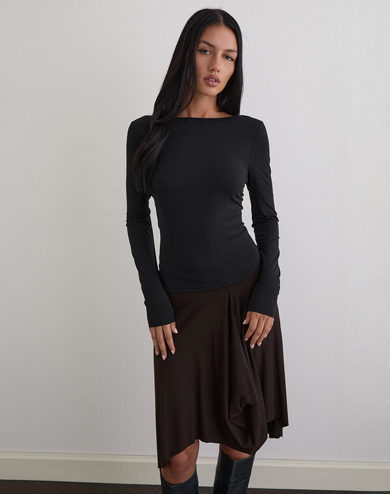 Image de Diya Long Sleeve Twist Back Top in Cupro Black
