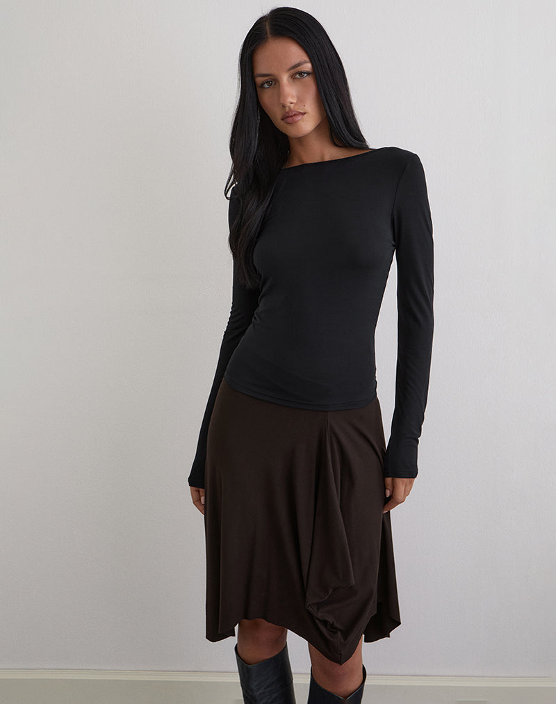 Image de Diya Long Sleeve Twist Back Top in Cupro Black