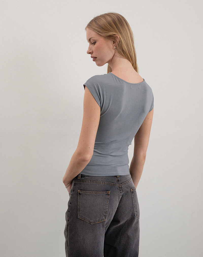 Image de Dolores Wrap Top in Rayon Jersey Grey