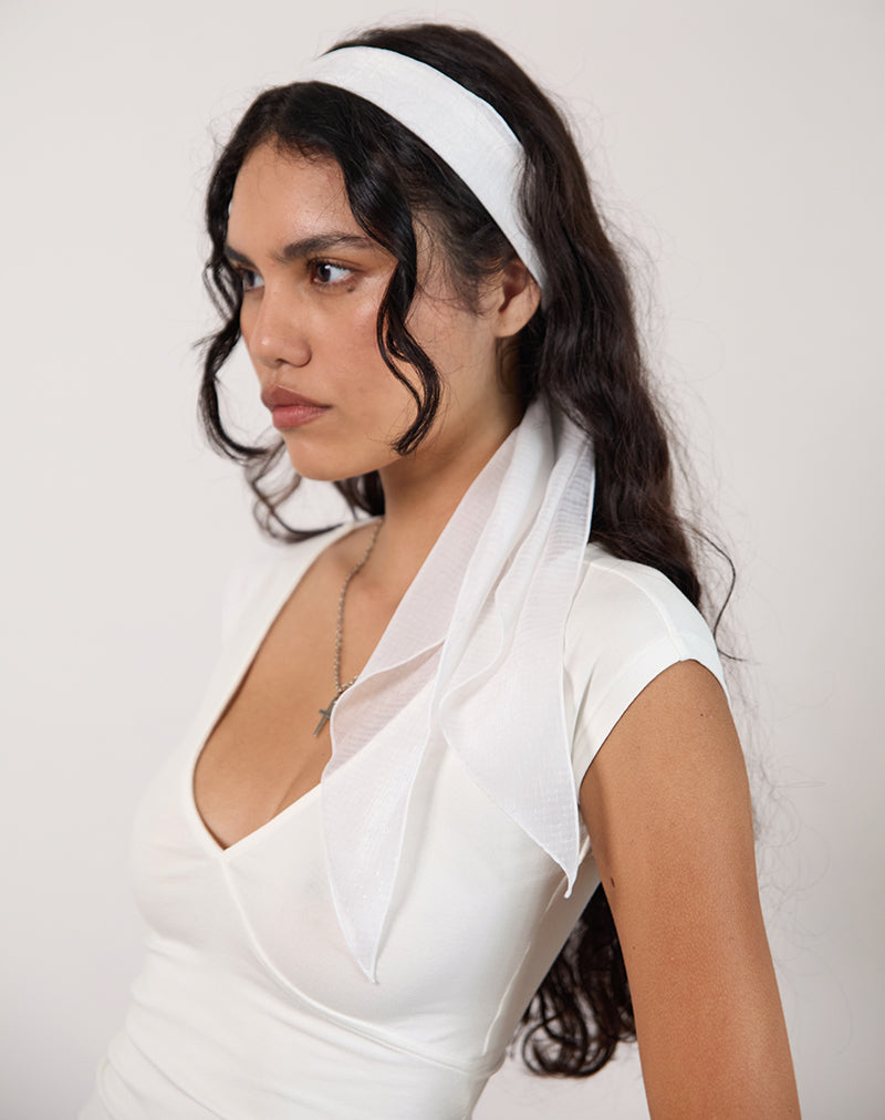 Bandeau en mousseline texturée blanche