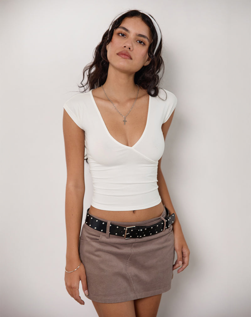 Image de Dolores Wrap Top in Rayon Jersey Ivory