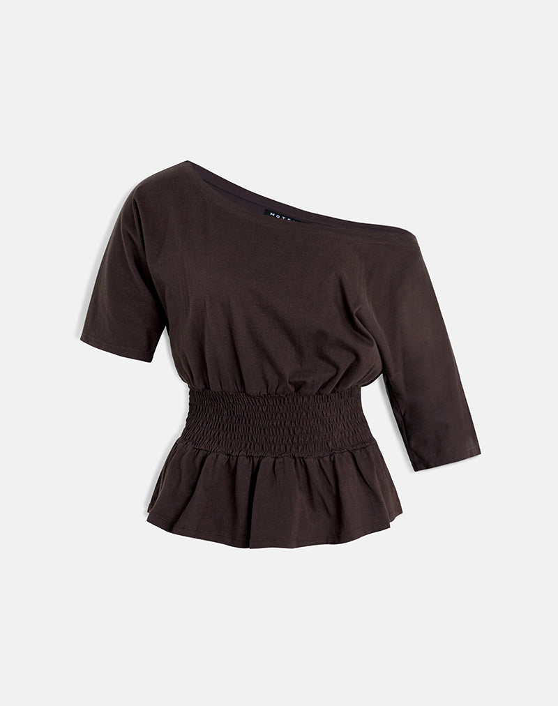 Image de Domani Off the Shoulder Top in Chocolate