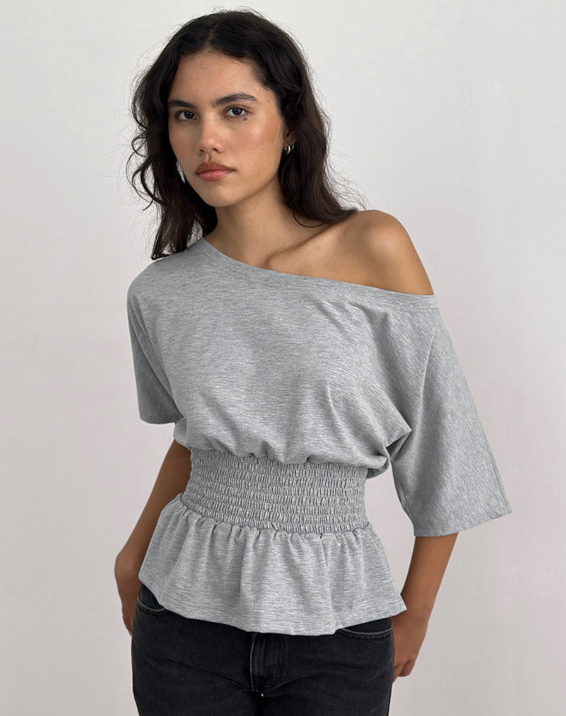 Domani Off the Shoulder Top in Grey Marl (Top à épaules dénudées)