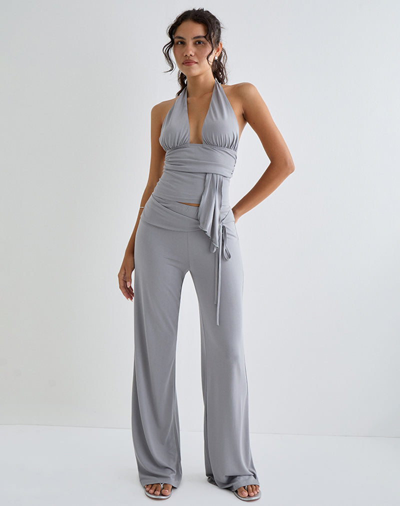 Image de Prilla Halterneck Top in Cupro Grey