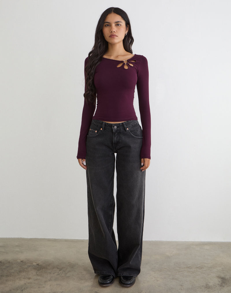 Haut à manches longues Donela avec anneau fleuri en séquoia