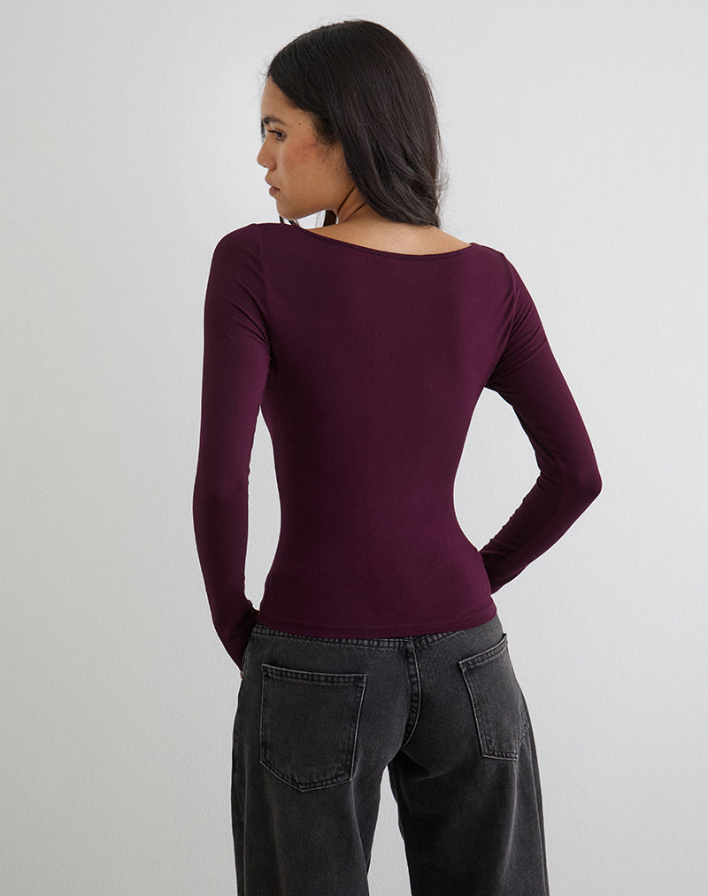 Image du haut à manches longues Donela avec anneau fleuri en séquoia