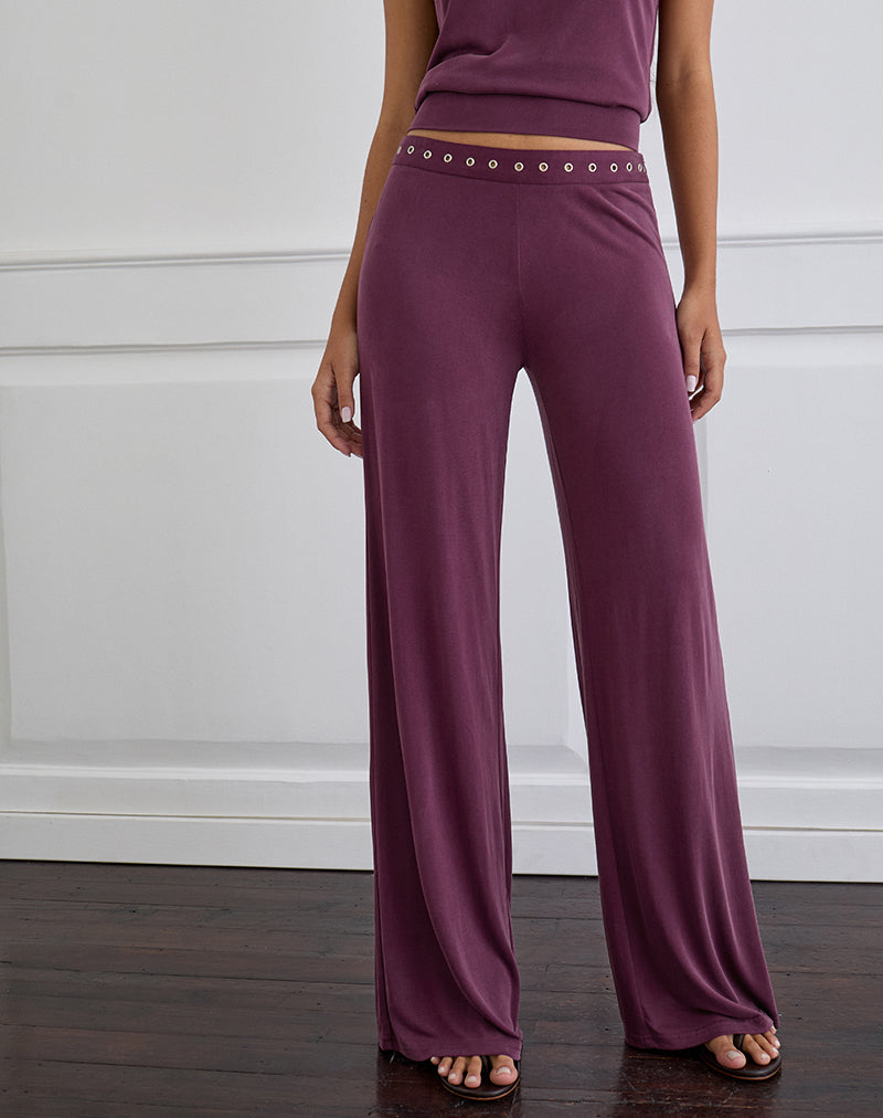 Image de Donika Pantalon à ceinture cloutée en prune
