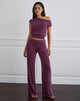 Image de Donika Pantalon à ceinture cloutée en prune