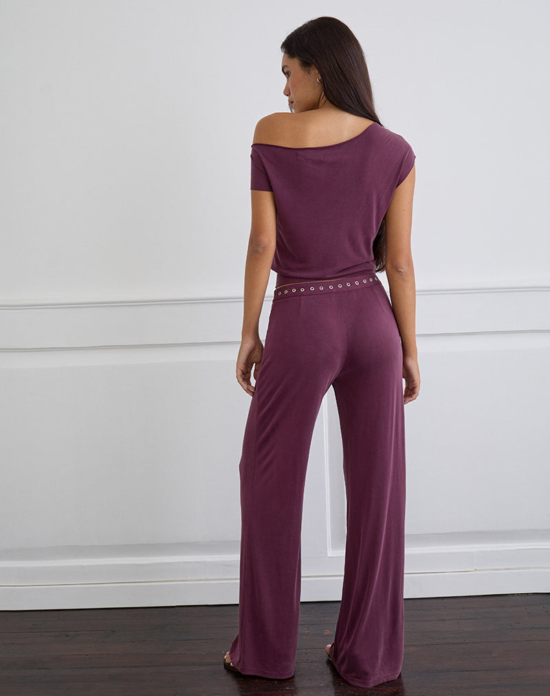 Image de Donika Pantalon à ceinture cloutée en prune