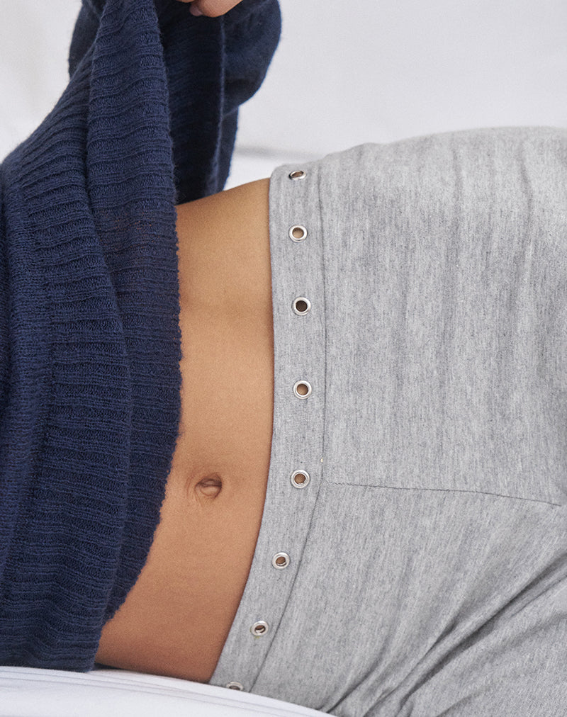 Image de Dorala Low Rise Trous with Eyelets in Grey Marl (pantalon à taille basse avec œillets en gris marron)