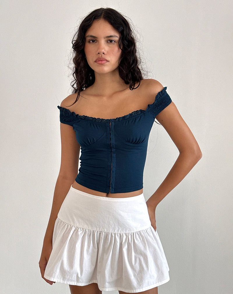 Dovica - Top corset bordé de dentelle - Marine