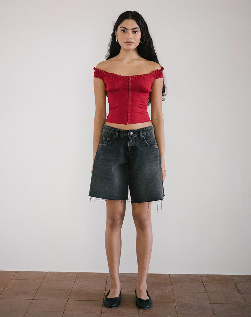Image de Dovica Top corset bordé de dentelle, rouge adrénaline